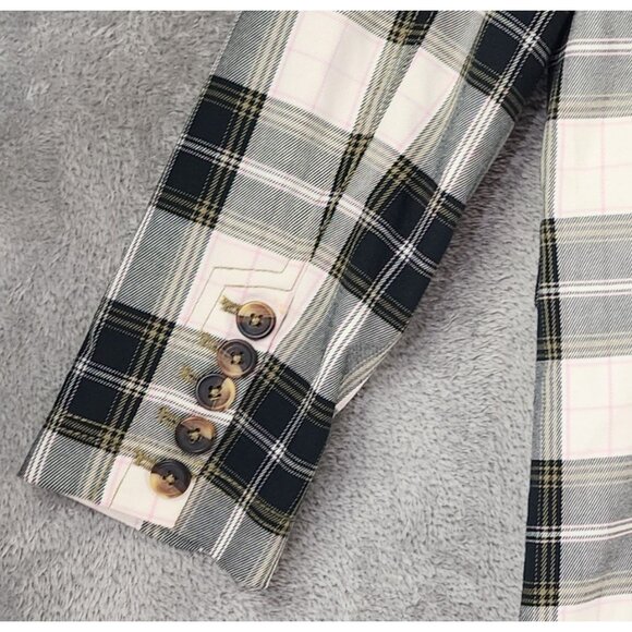 We The Free Jacket Womens Small Green Plaid Button Up Freddie Long Line Blazer - Picture 12 of 14